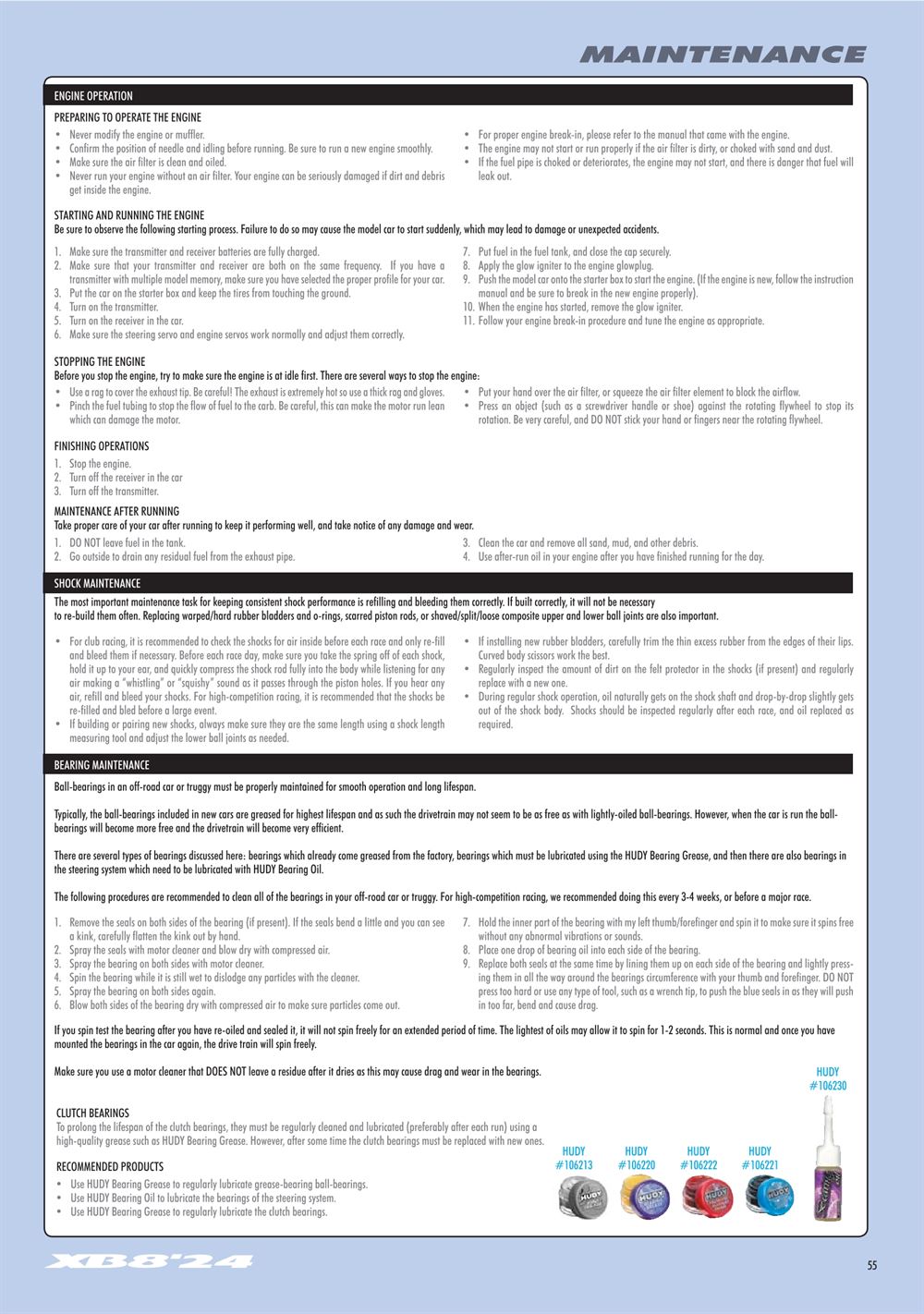 Xray - XB8 2024 Specs (XB8'24) - Manual - Page 55
