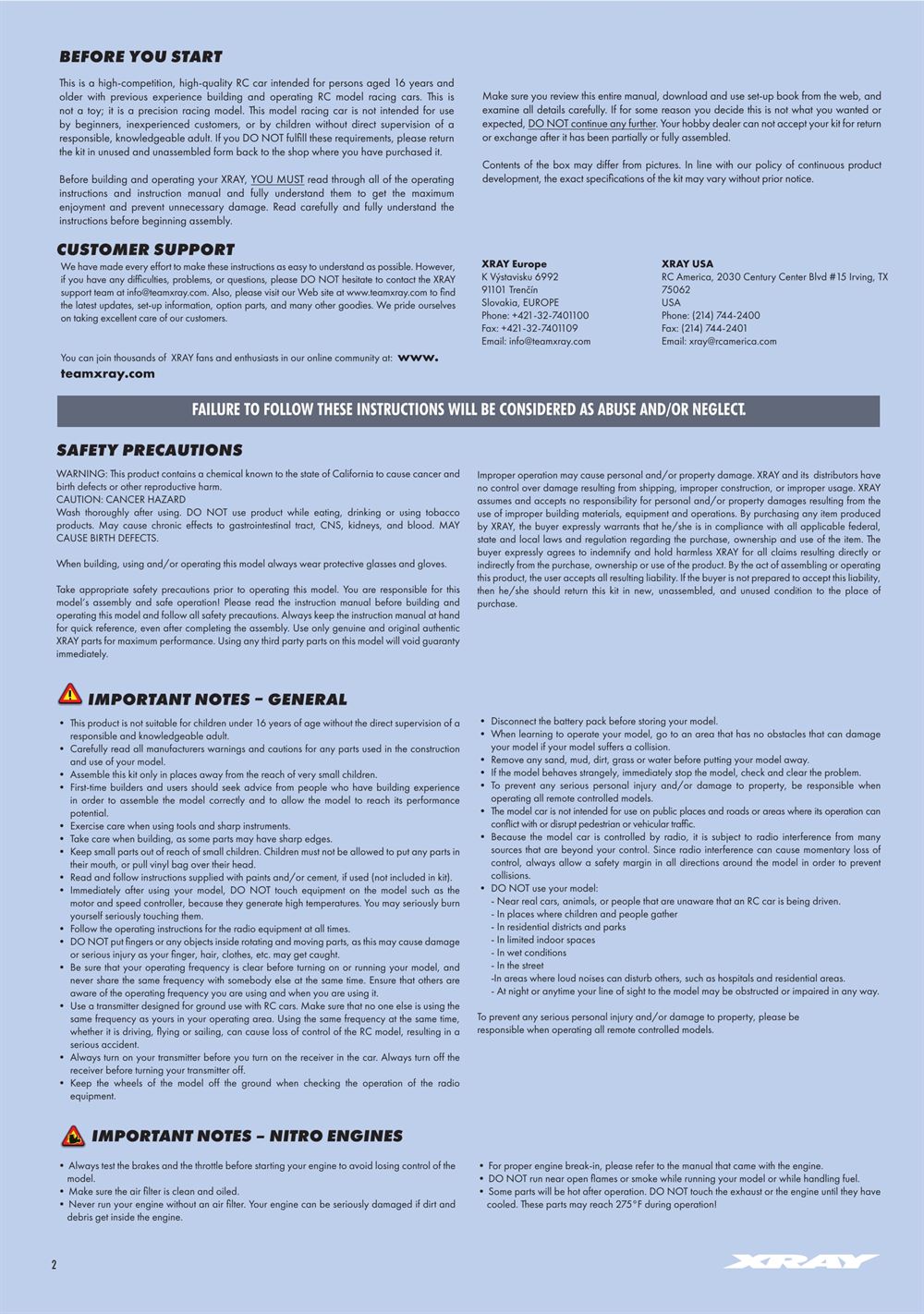 Xray - XB8 2025 Specs (XB8'25) - Manual - Page 2