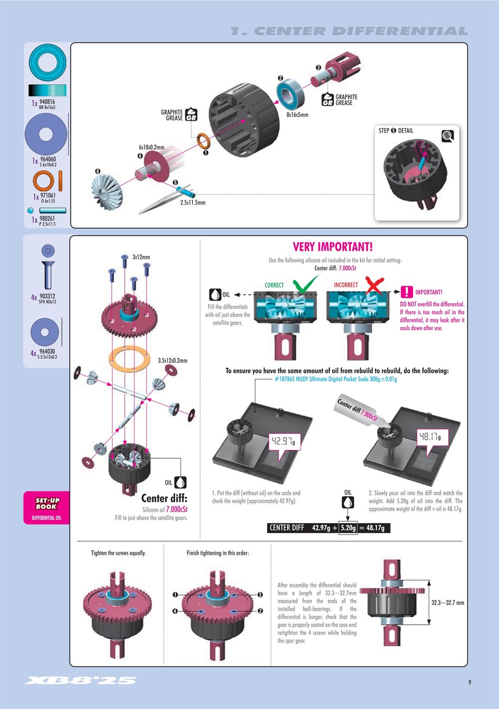 Xray - XB8 2025 Specs (XB8'25) - Manual - Page 9