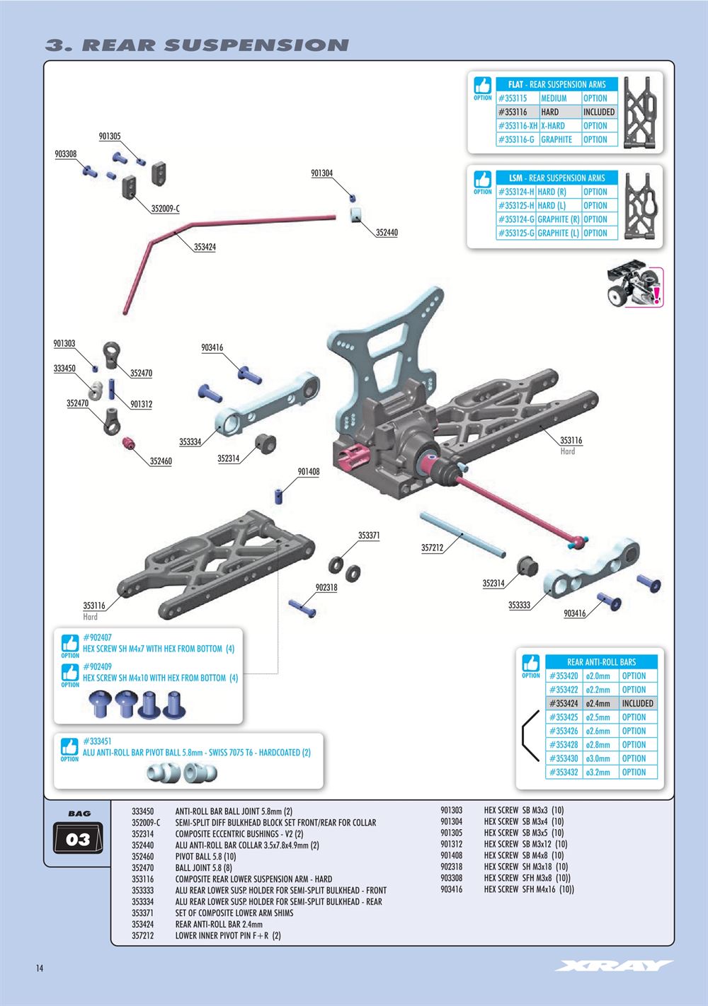 Xray - XB8 2025 Specs (XB8'25) - Manual - Page 14