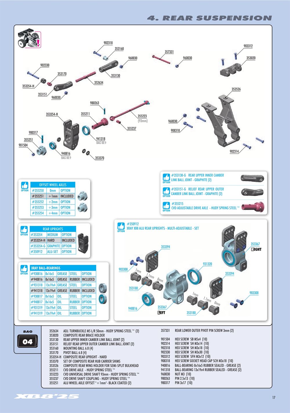 Xray - XB8 2025 Specs (XB8'25) - Manual - Page 17