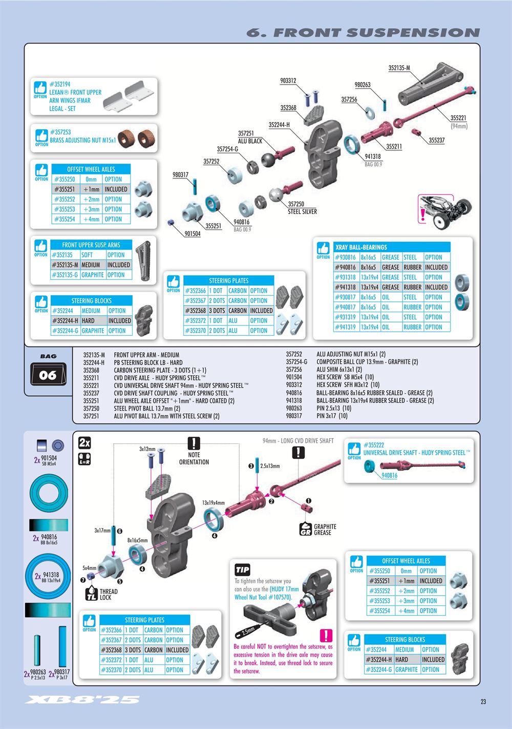 Xray - XB8 2025 Specs (XB8'25) - Manual - Page 23