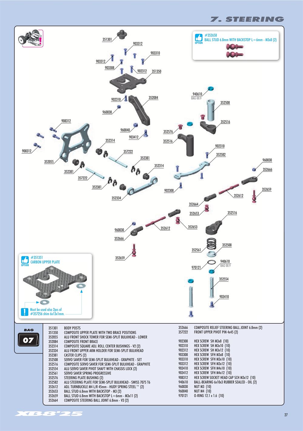 Xray - XB8 2025 Specs (XB8'25) - Manual - Page 27