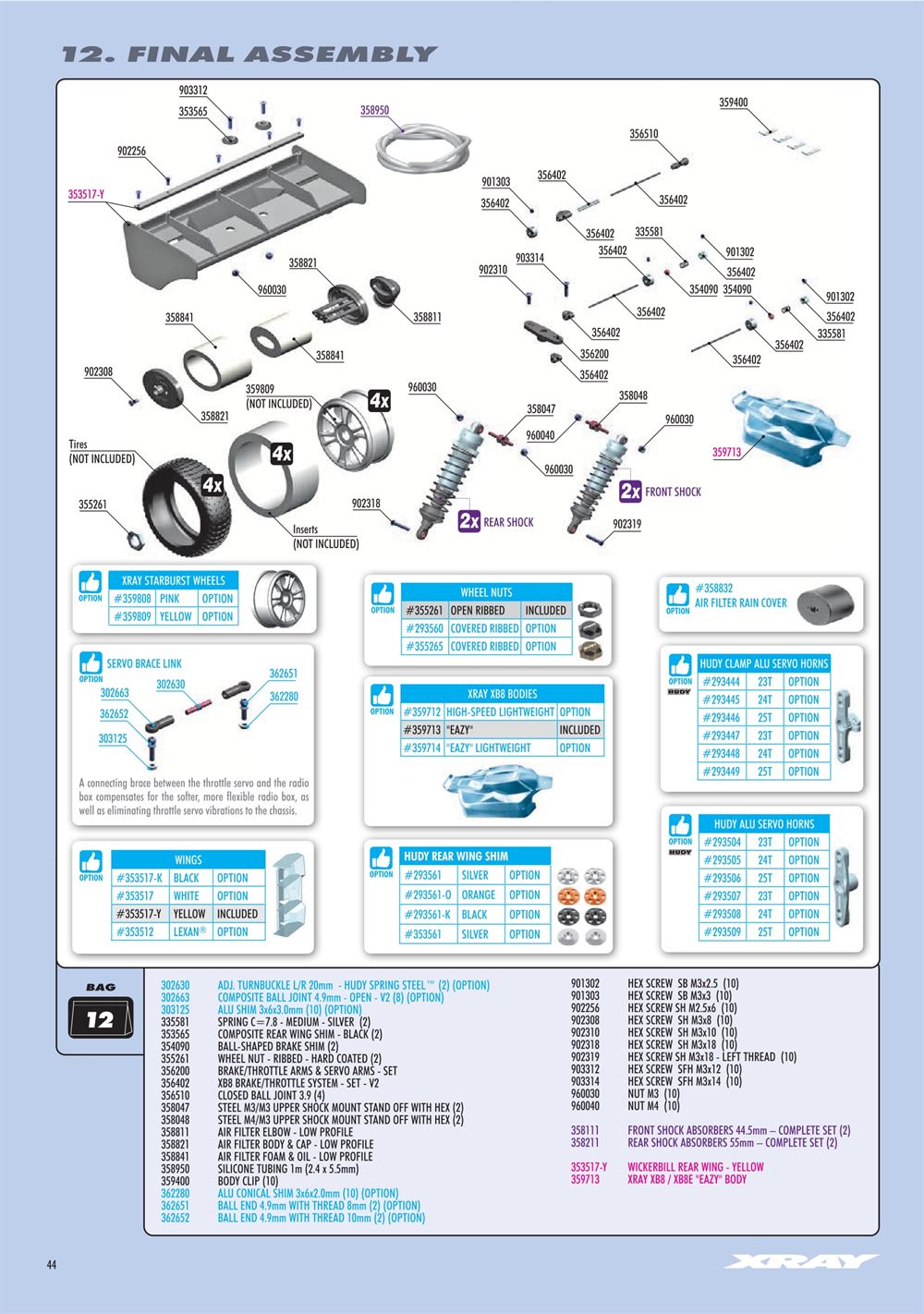 Xray - XB8 2025 Specs (XB8'25) - Manual - Page 44