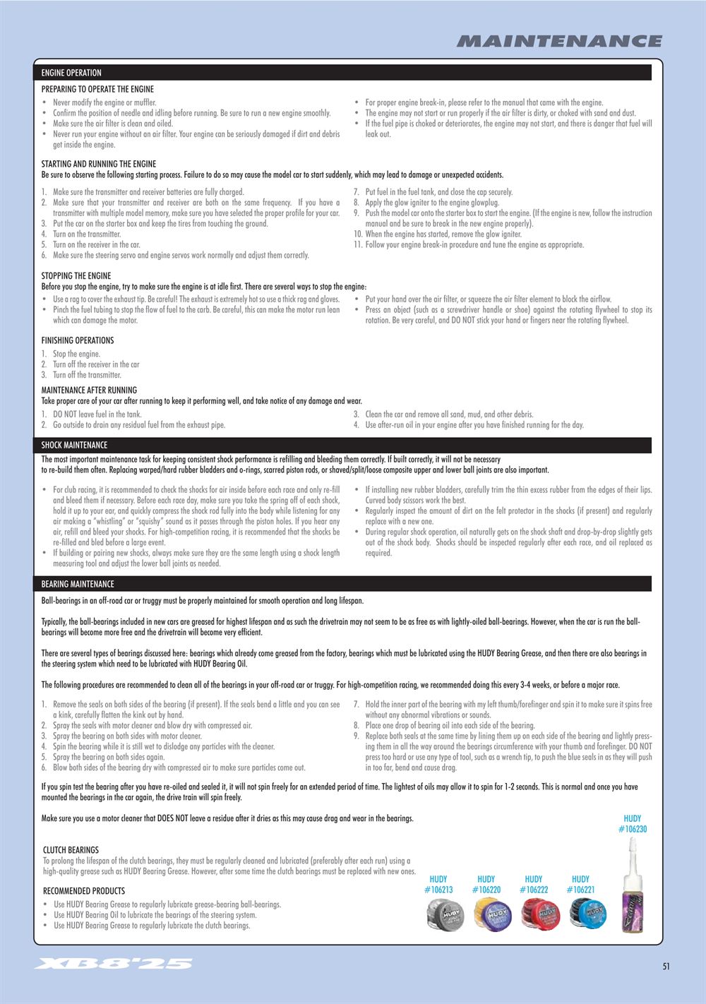 Xray - XB8 2025 Specs (XB8'25) - Manual - Page 51