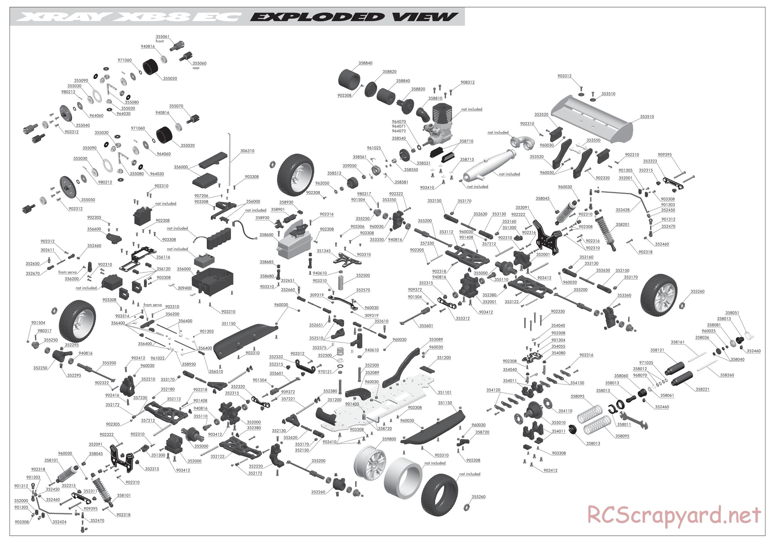 Xray - XB8 EC - Exploded View