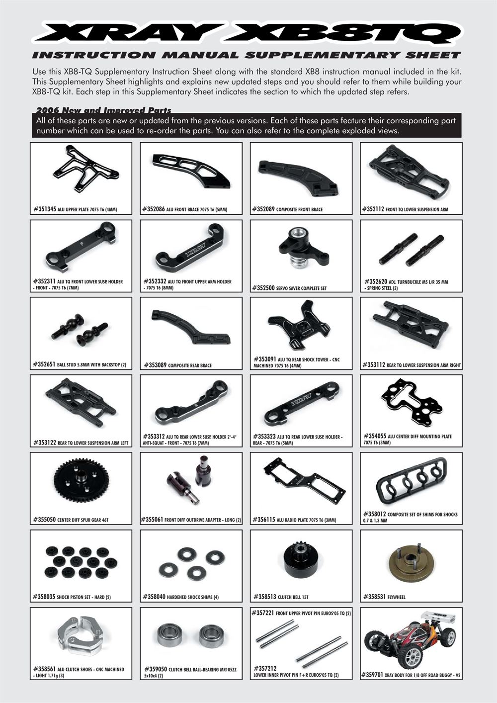 Xray - XB8 TQ - Supplementary Manual - Page 1
