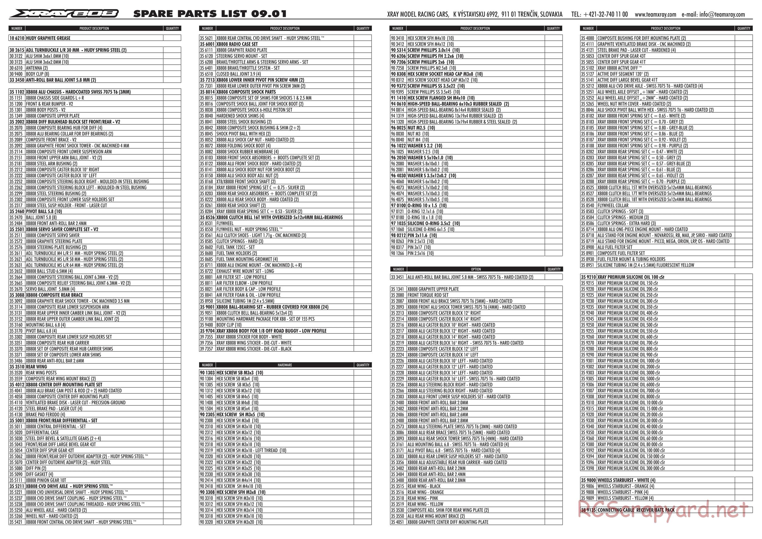 Xray - XB808 2009 (XB808'09) - Manual - Page 6