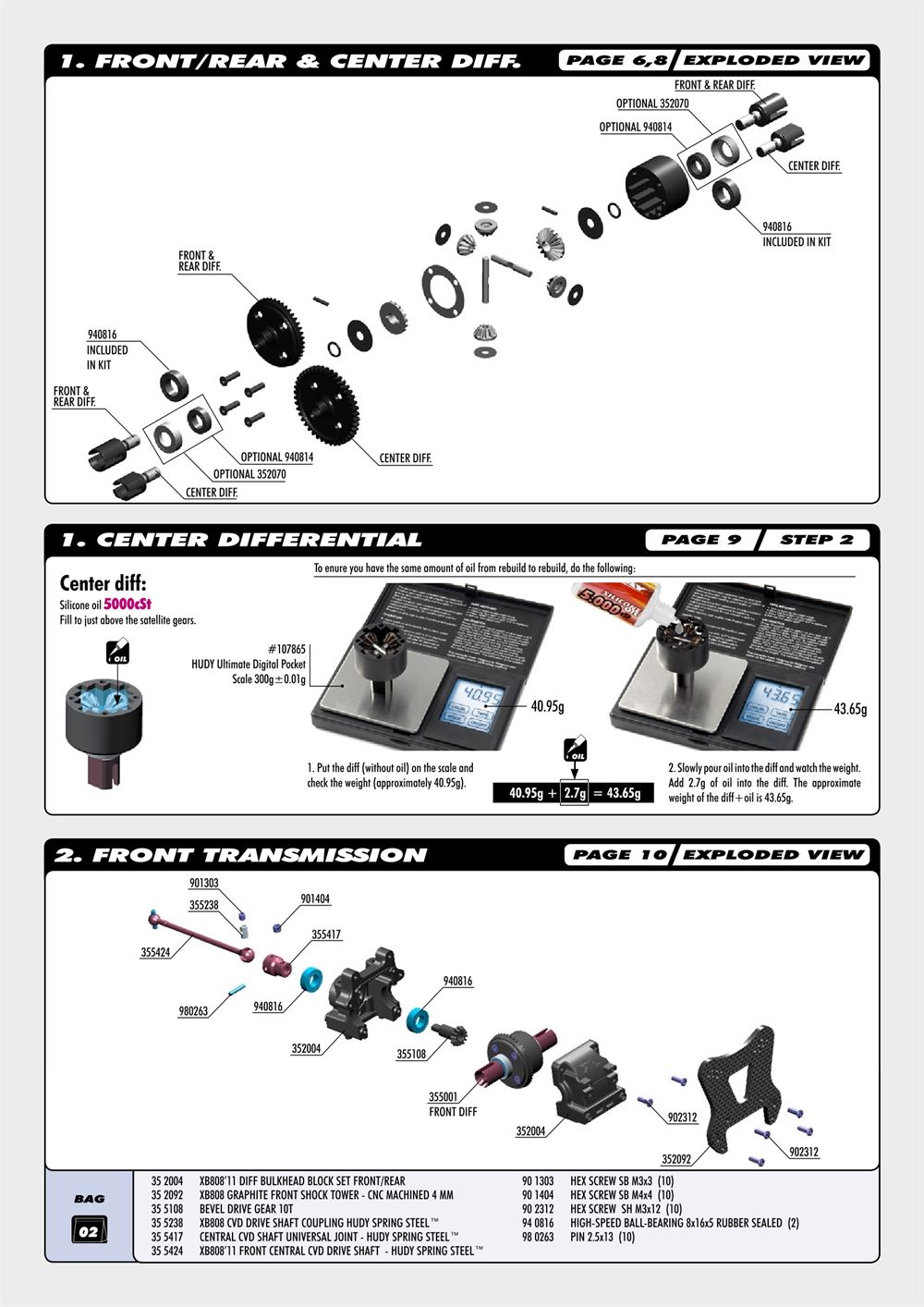Xray - XB808 2011 (XB808'11) - Supplementary Manual - Page 2