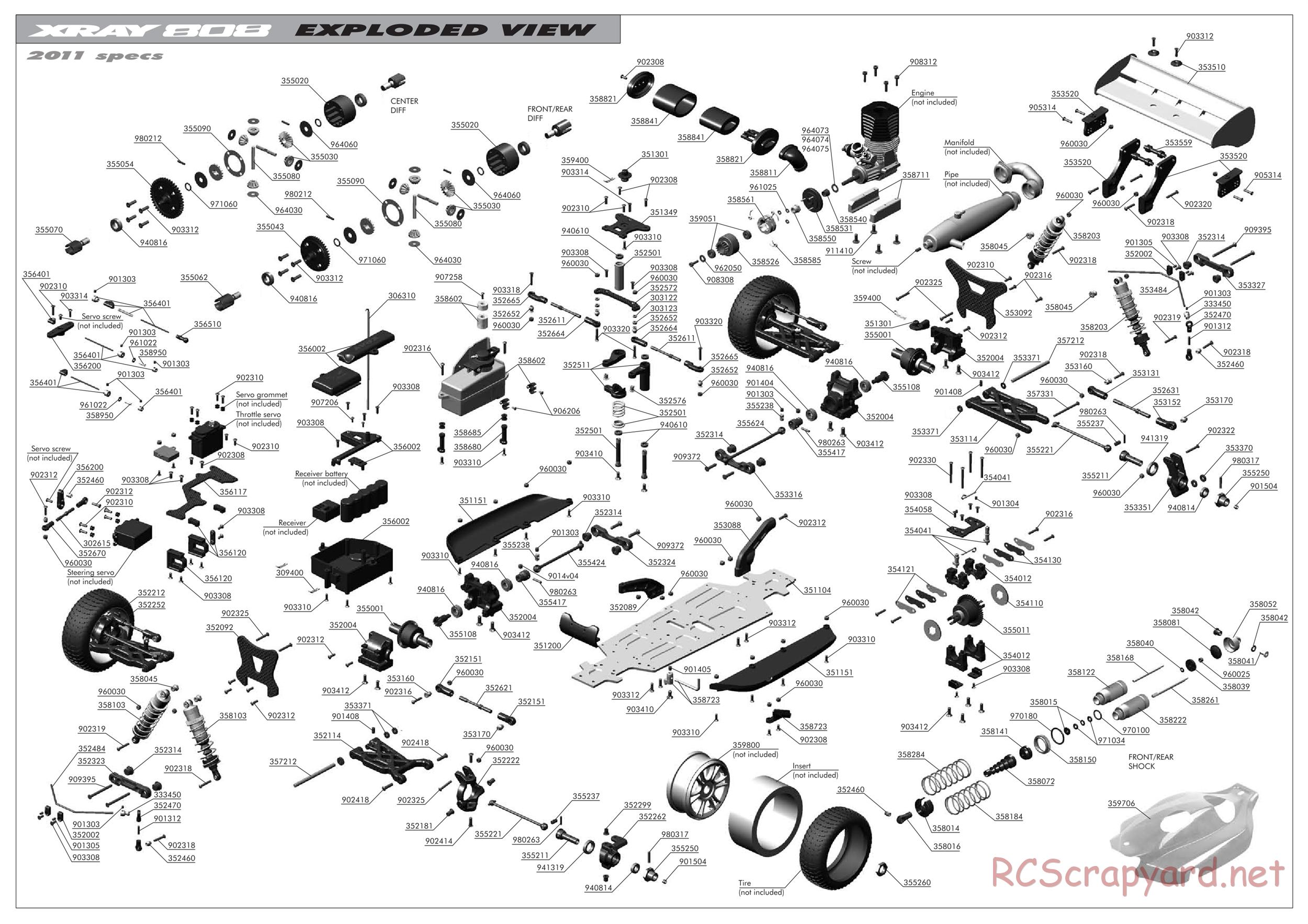 Xray - XB808 2011 (XB808'11) - Exploded View - Page 9