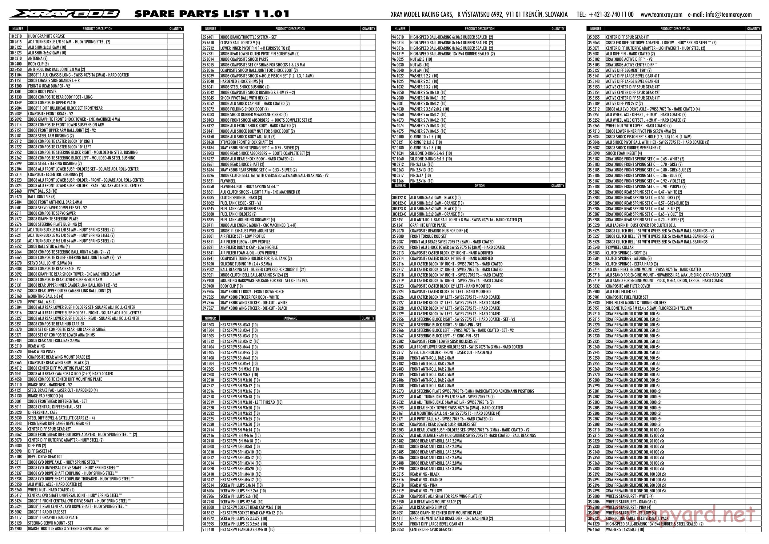 Xray - XB808 2011 (XB808'11) - Parts - Page 10