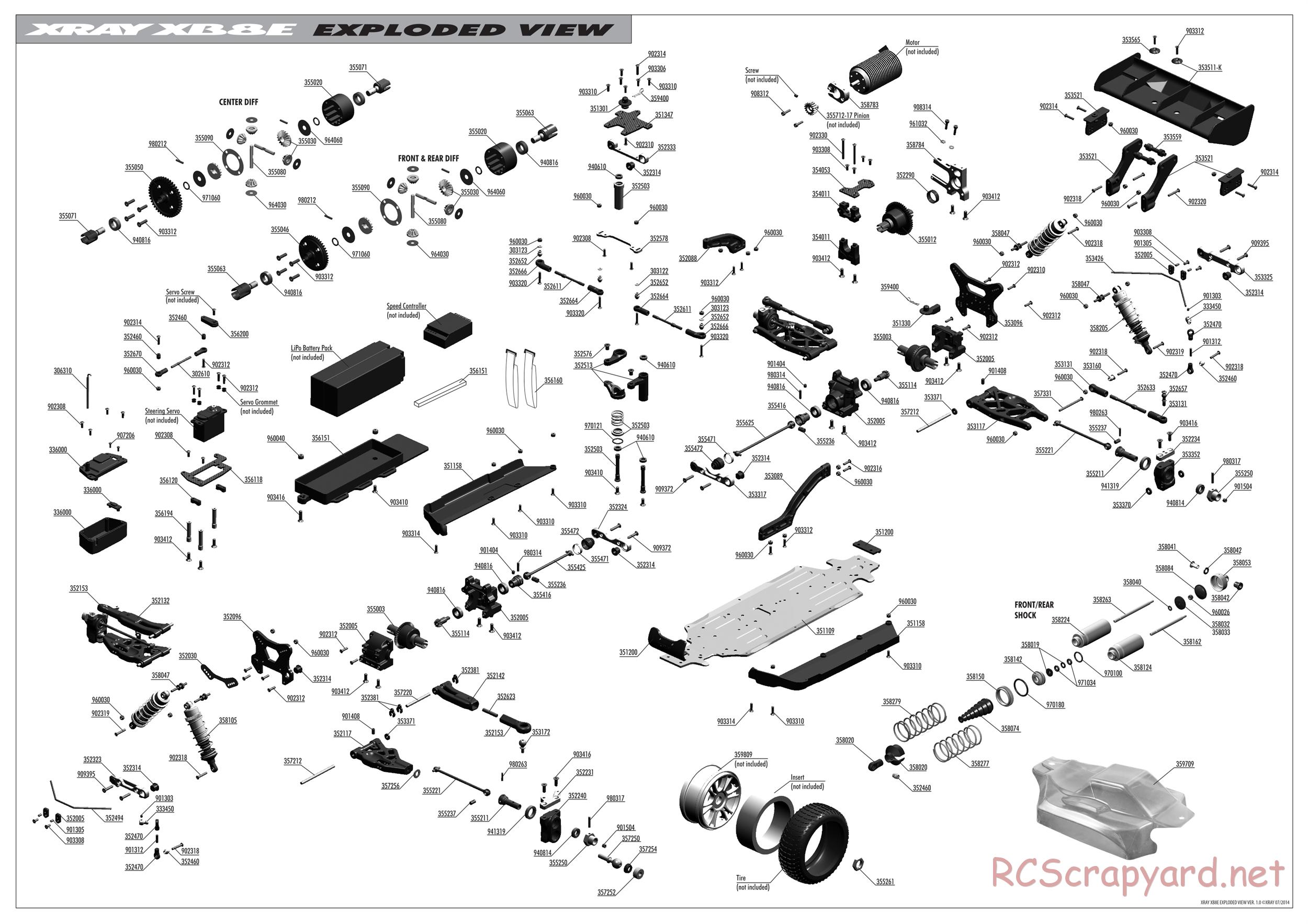 Xray - XB8E 2015 (XB8E'15) - Exploded View