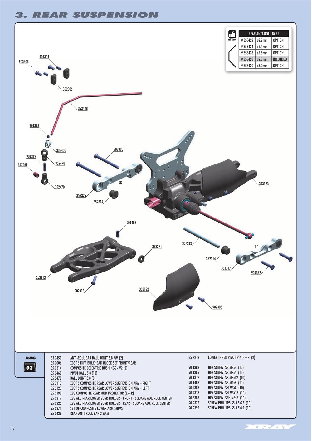 Xray - XB8E 2016 (XB8E'16) - Manual - Page 12