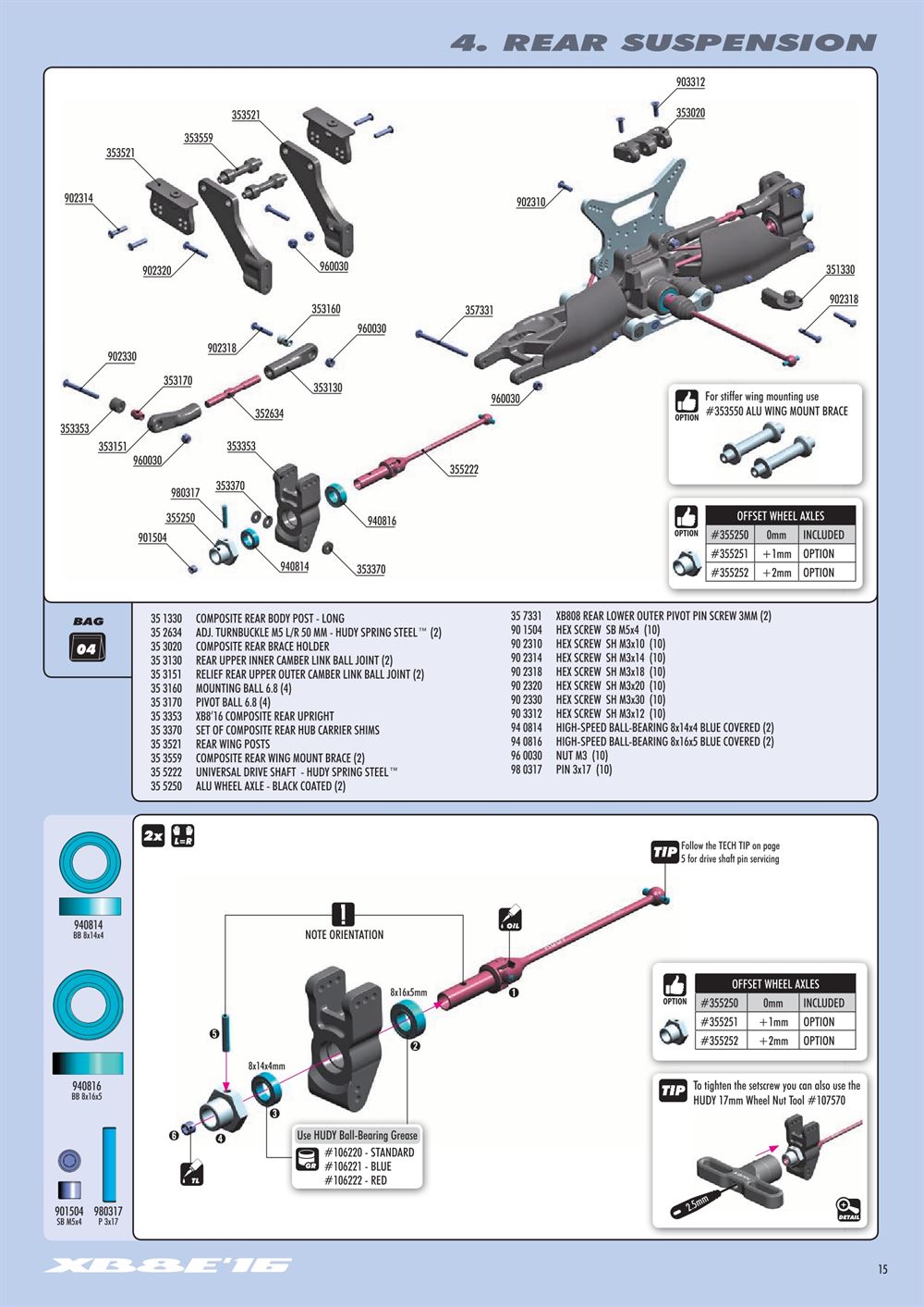 Xray - XB8E 2016 (XB8E'16) - Manual - Page 15