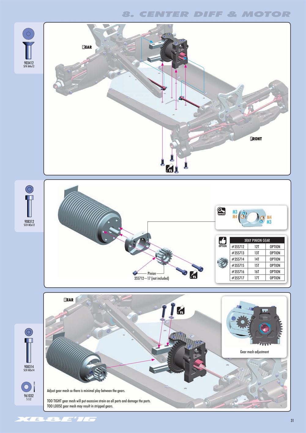 Xray - XB8E 2016 (XB8E'16) - Manual - Page 31