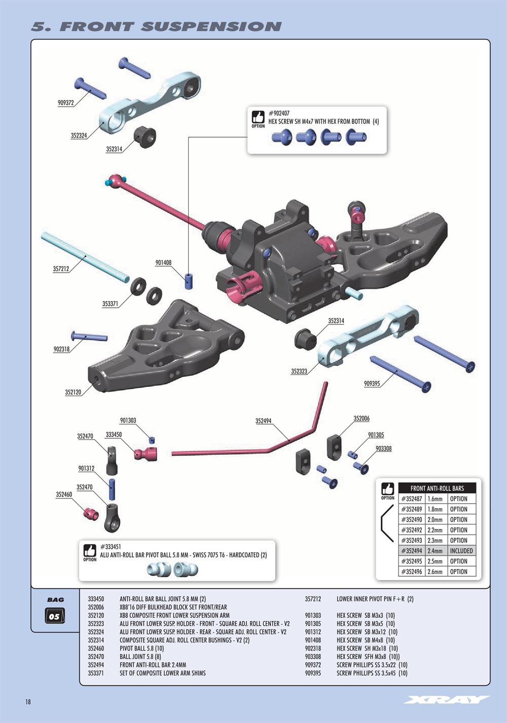 Xray - XB8E 2018 (XB8E'18) - Manual - Page 18