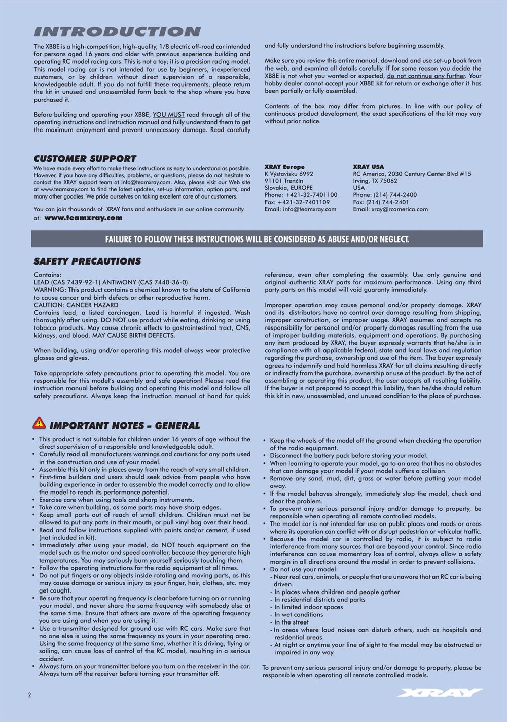 Xray - XB8E 2019 (XB8E'19) - Manual - Page 2