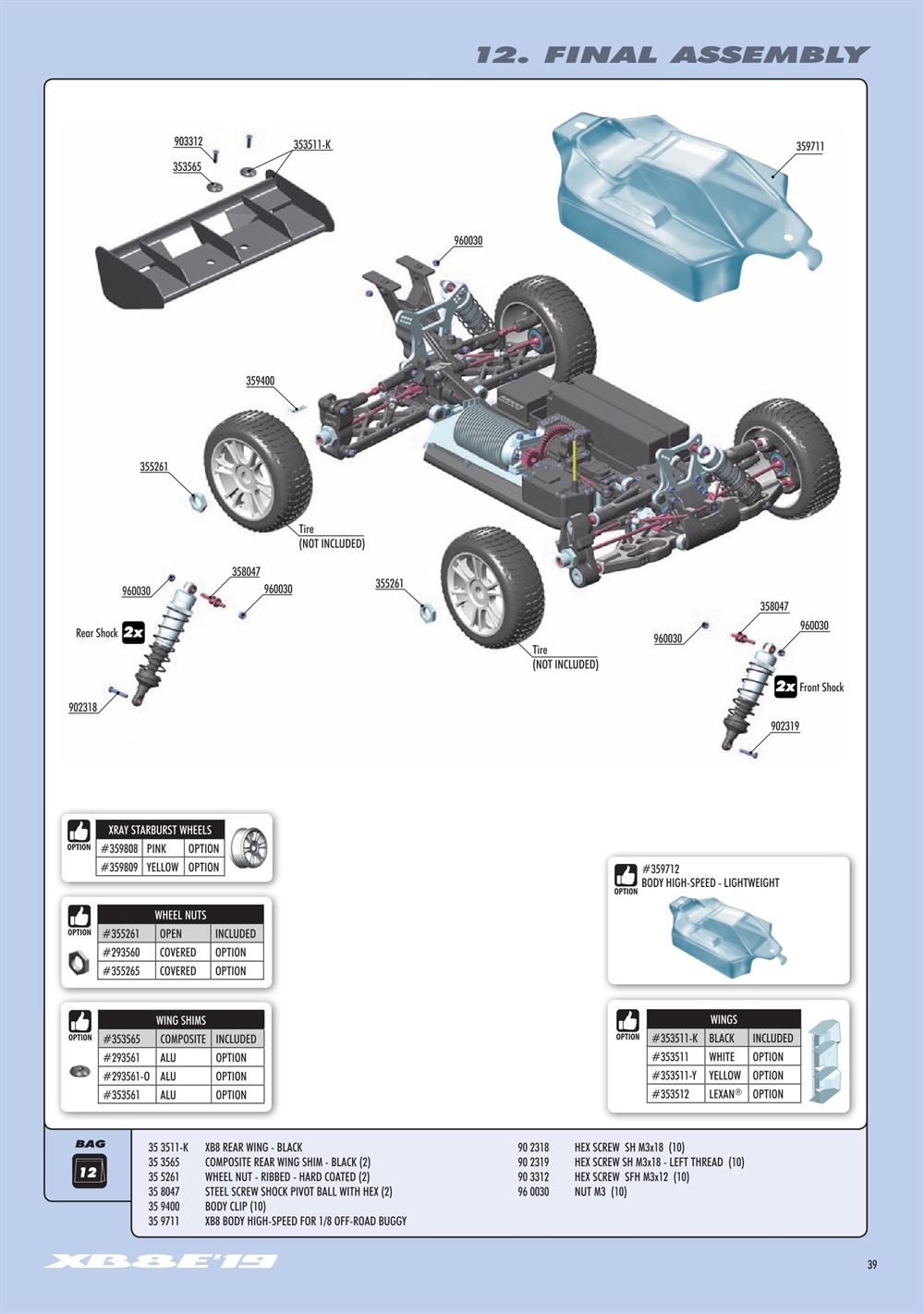 Xray - XB8E 2019 (XB8E'19) - Manual - Page 39