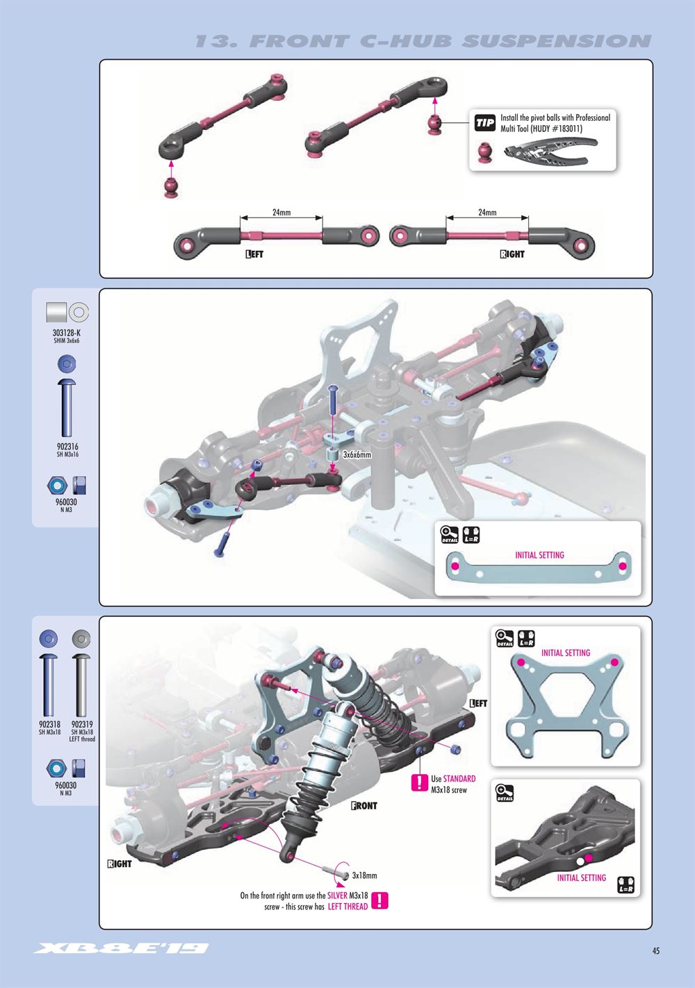 Xray - XB8E 2019 (XB8E'19) - Manual - Page 45