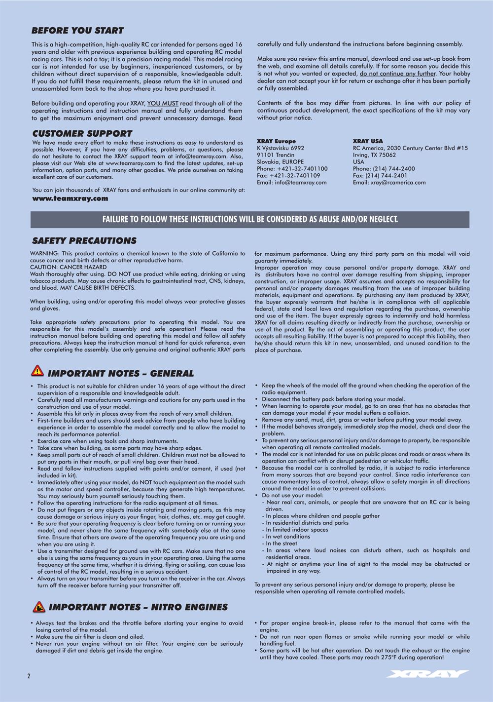 Xray - XB8E 2020 (XB8E'20) - Manual - Page 2