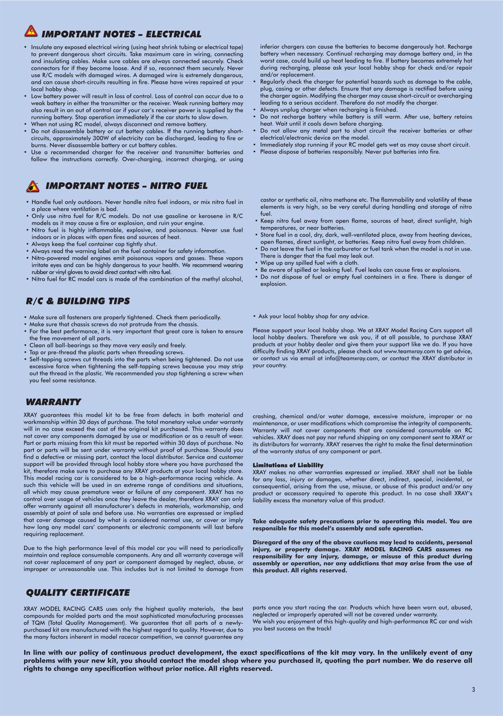 Xray - XB8E 2020 (XB8E'20) - Manual - Page 3