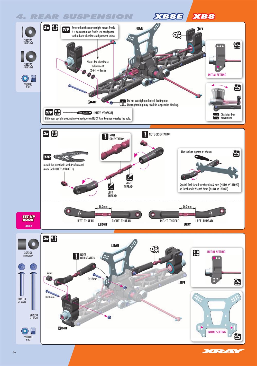Xray - XB8E 2020 (XB8E'20) - Manual - Page 16
