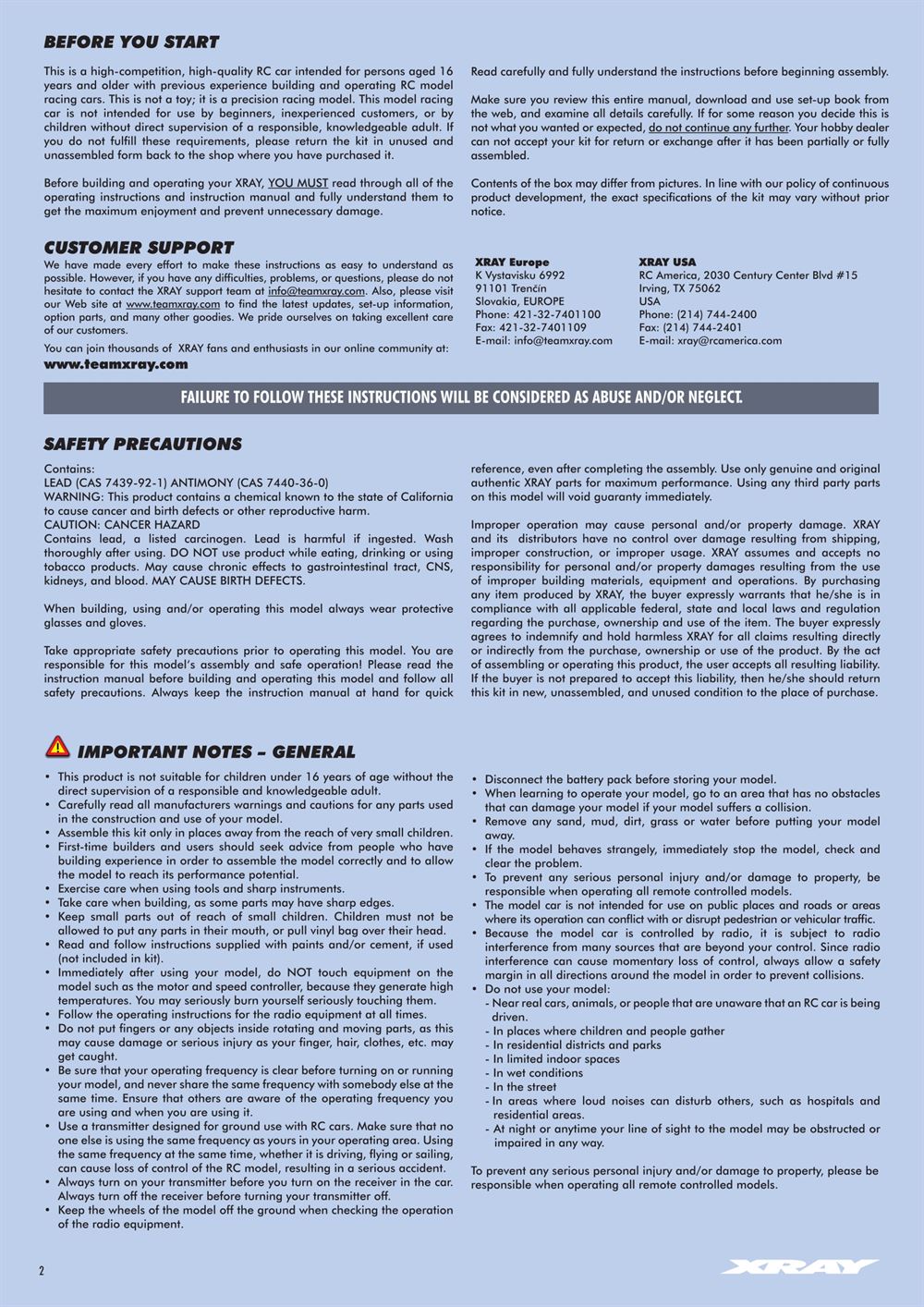Xray - XB8E 2021 (XB8E'21) - Manual - Page 2