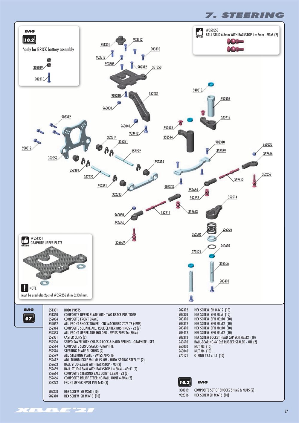 Xray - XB8E 2021 (XB8E'21) - Manual - Page 27