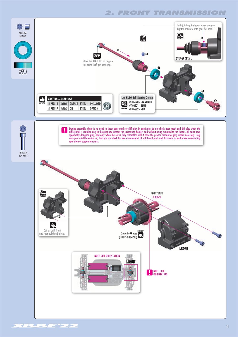 Xray - XB8E 2022 (XB8E'22) - Manual - Page 11