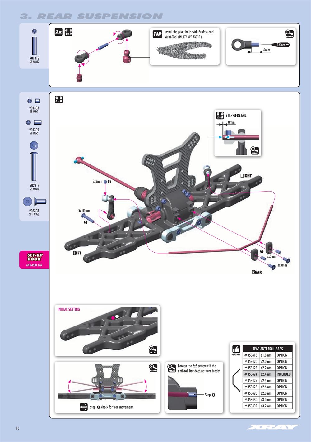 Xray - XB8E 2022 (XB8E'22) - Manual - Page 16