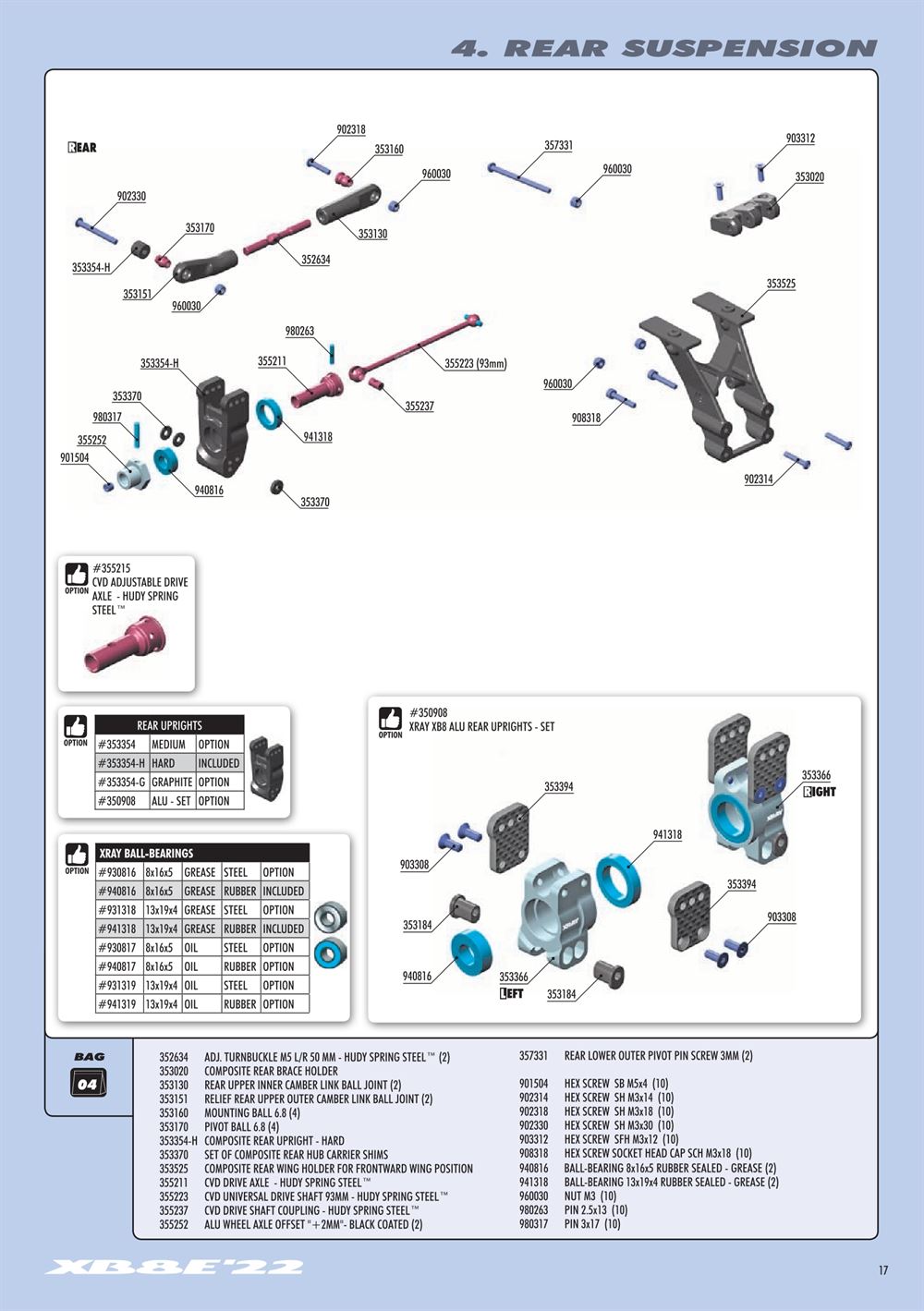 Xray - XB8E 2022 (XB8E'22) - Manual - Page 17