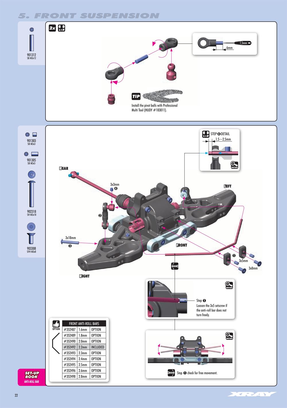 Xray - XB8E 2022 (XB8E'22) - Manual - Page 22