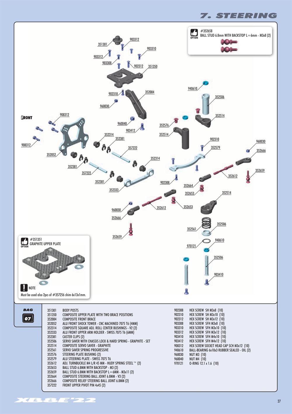 Xray - XB8E 2022 (XB8E'22) - Manual - Page 27