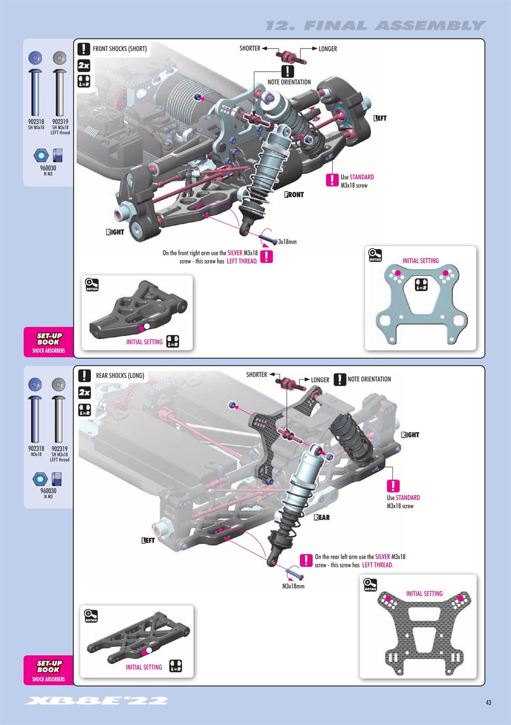 Xray - XB8E 2022 (XB8E'22) - Manual - Page 43