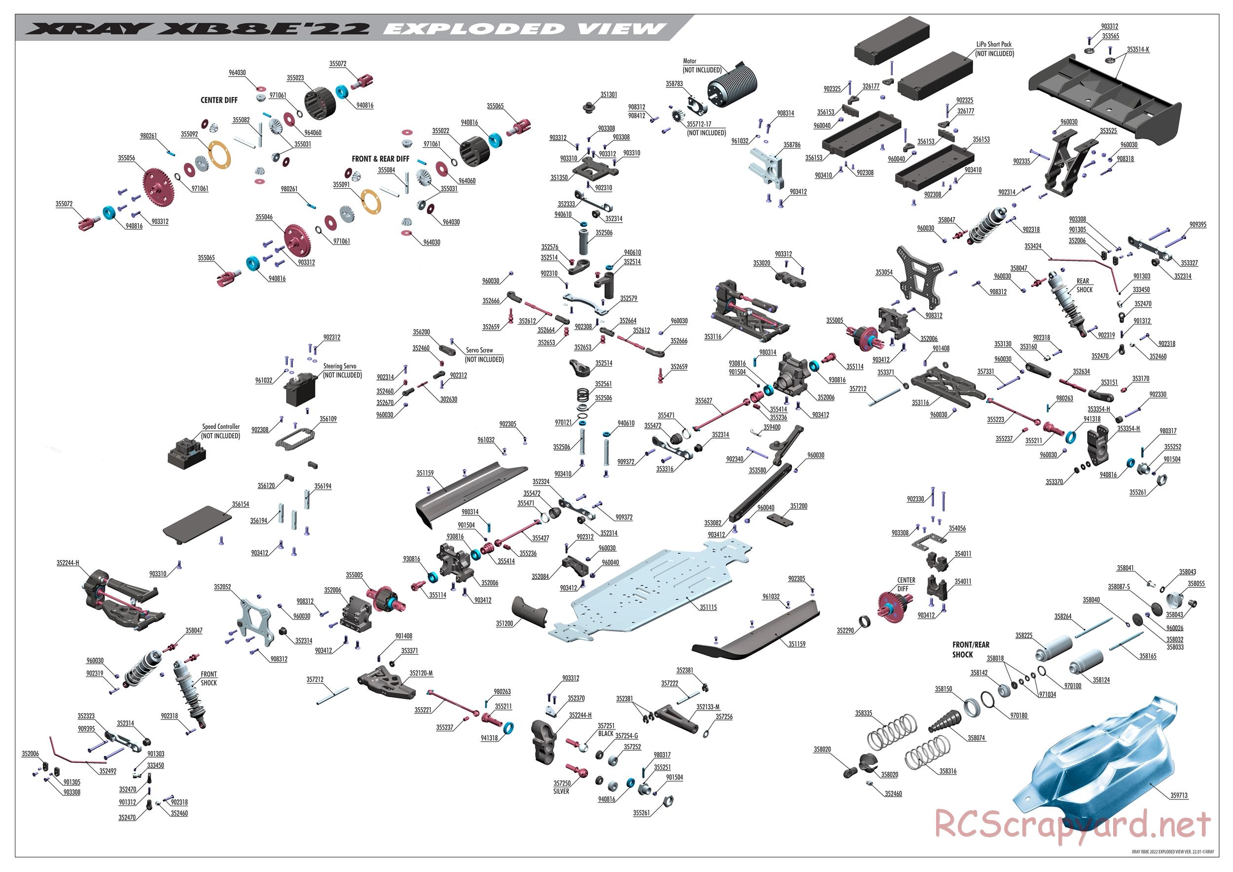Xray - XB8E 2022 (XB8E'22) - Exploded View