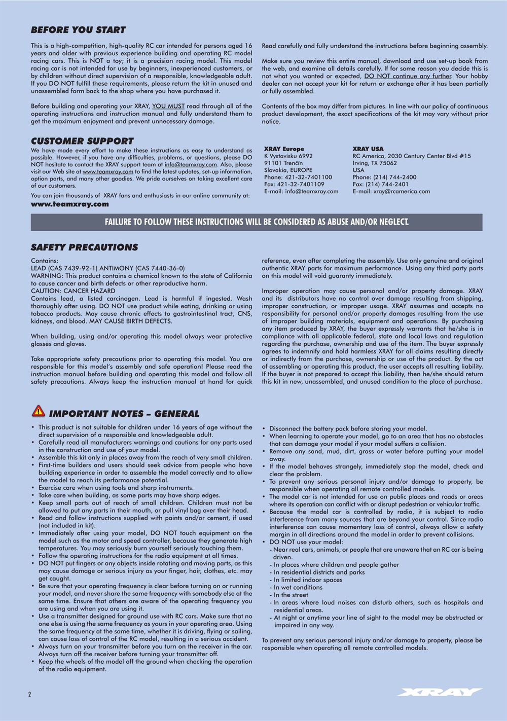 Xray - XB8E 2023 (XB8E'23) - Manual - Page 2