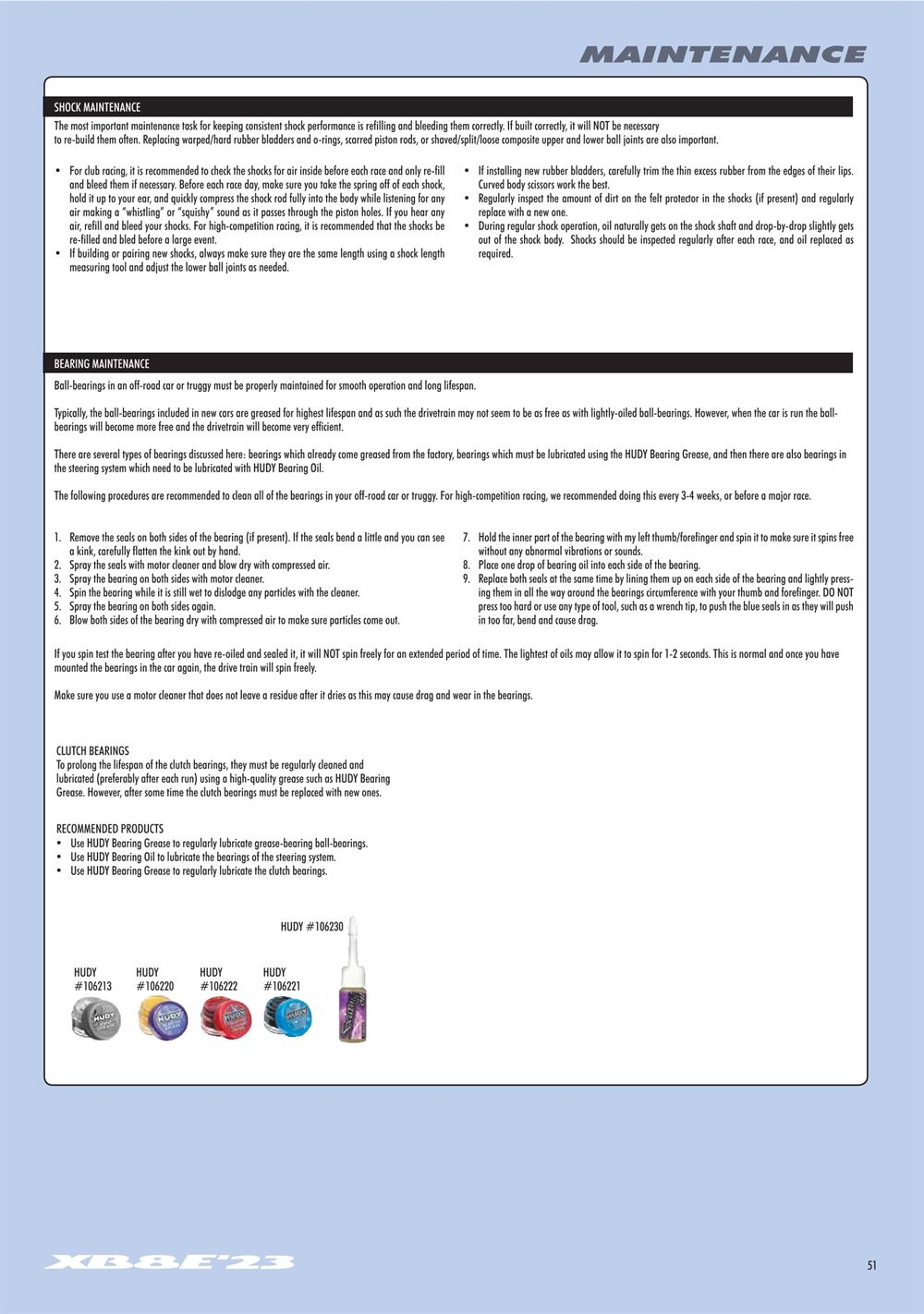 Xray - XB8E 2023 (XB8E'23) - Manual - Page 51