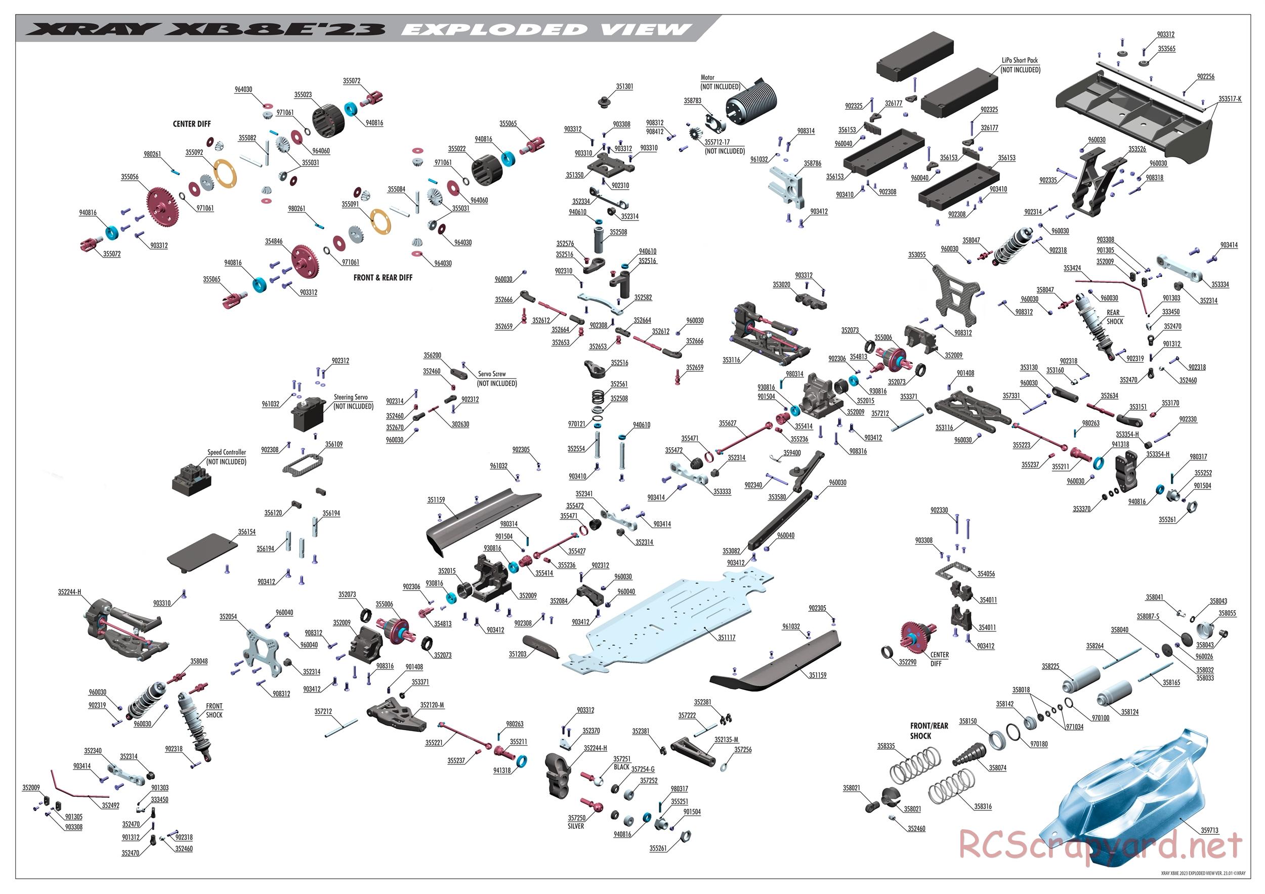 Xray - XB8E 2023 (XB8E'23) - Exploded View