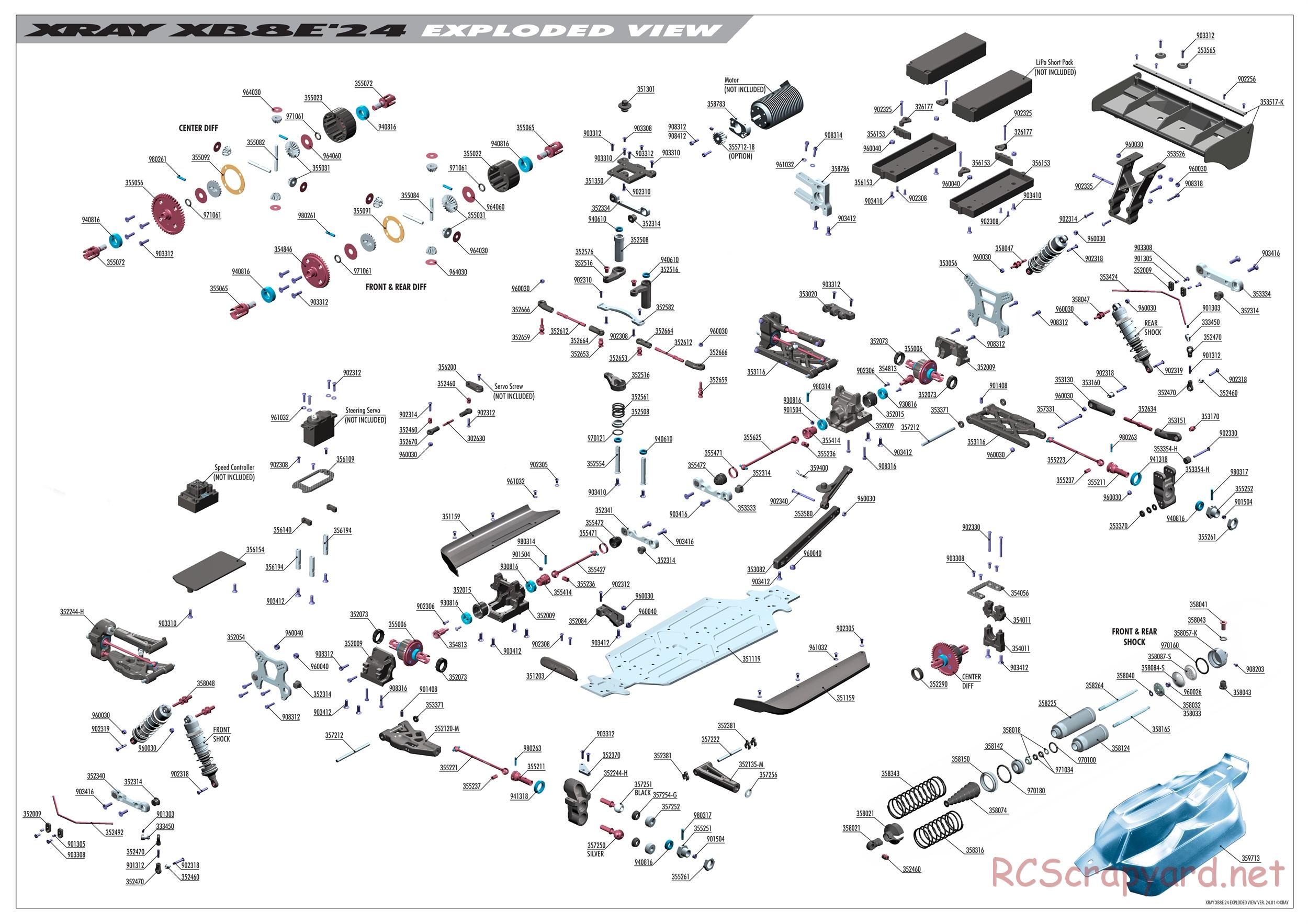 Xray - XB8E 2024 (XB8E'24) - Exploded View