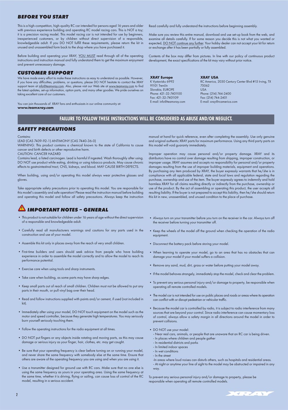 Xray - XB8E 2025 (XB8E'25) - Manual - Page 2