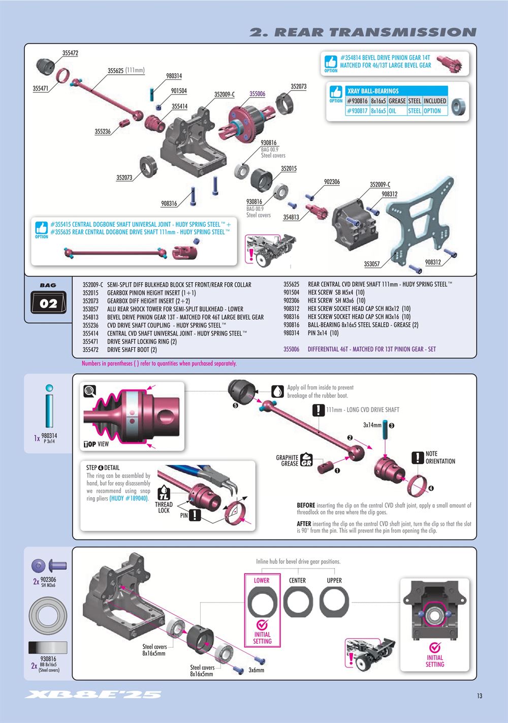 Xray - XB8E 2025 (XB8E'25) - Manual - Page 13