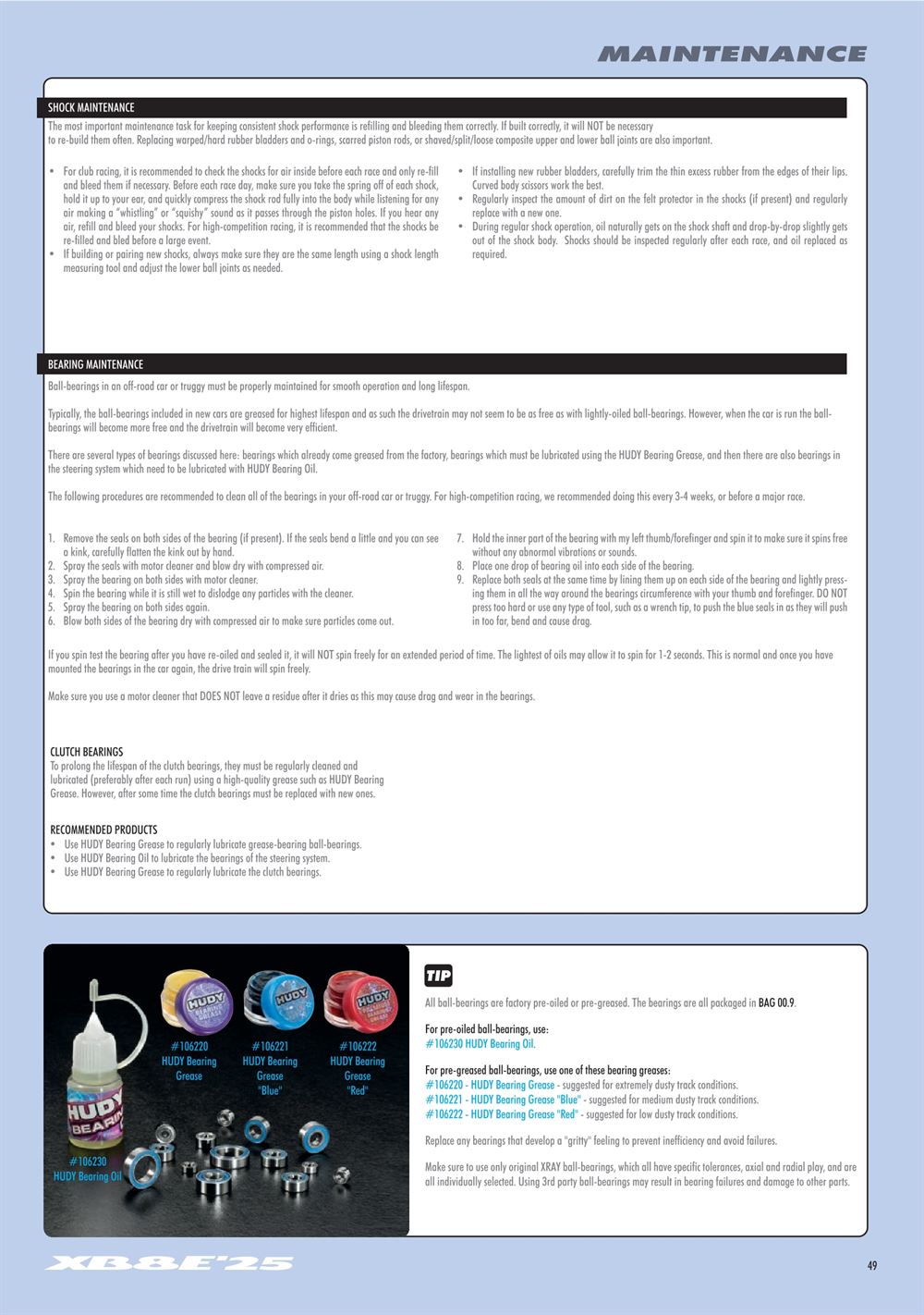 Xray - XB8E 2025 (XB8E'25) - Manual - Page 49