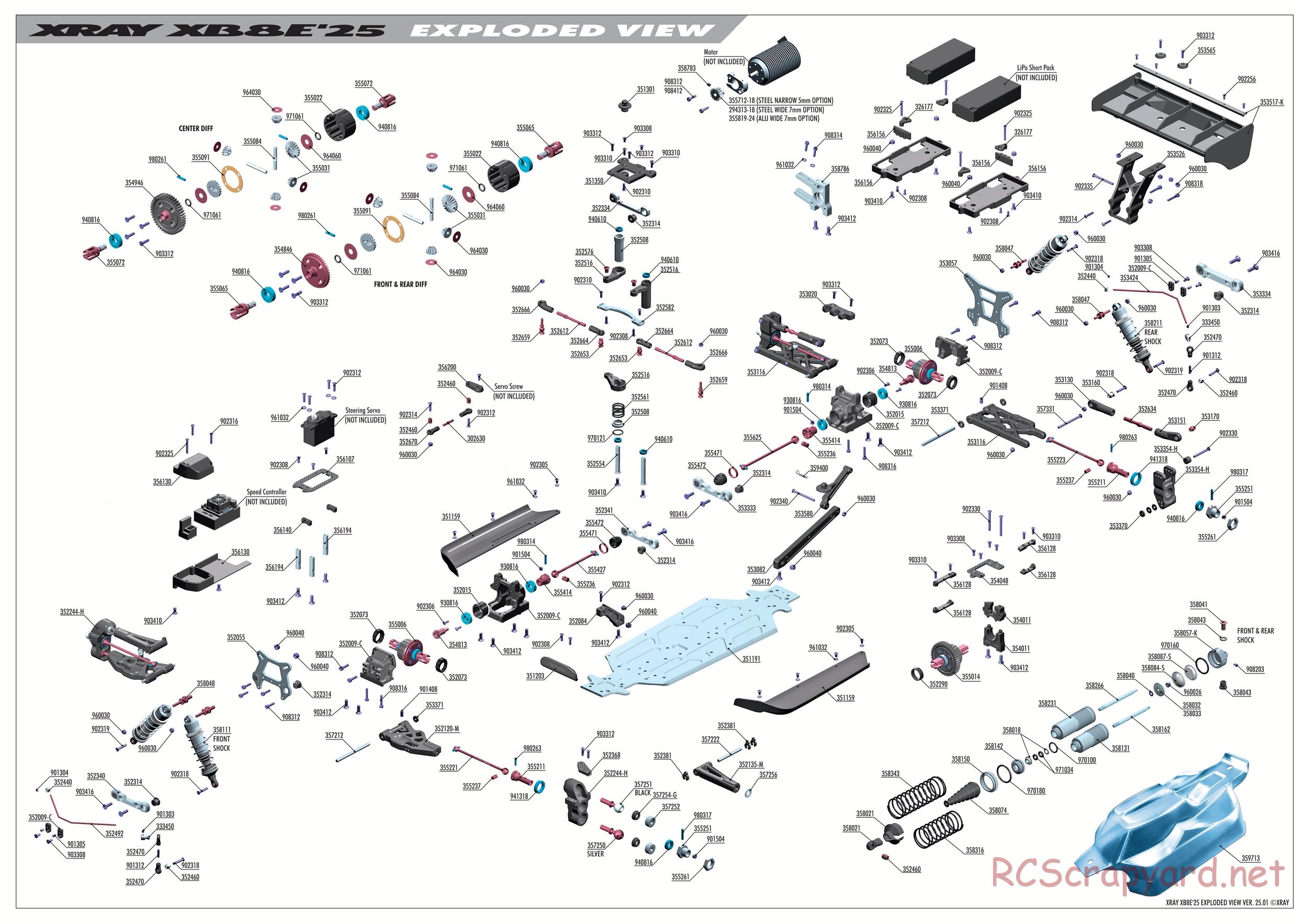 Xray - XB8E 2025 (XB8E'25) - Exploded View