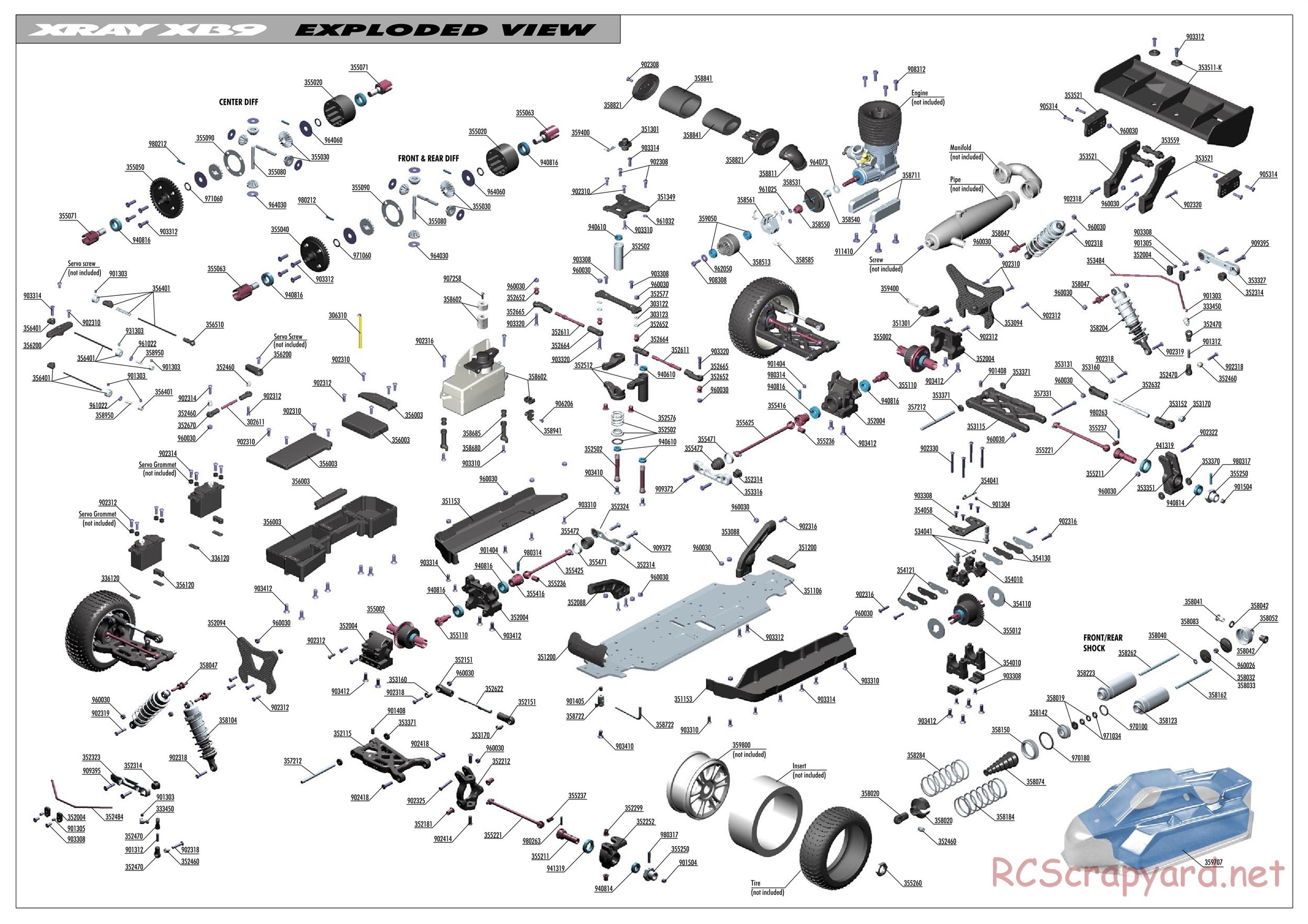 Xray - XB9 2012 - Exploded View