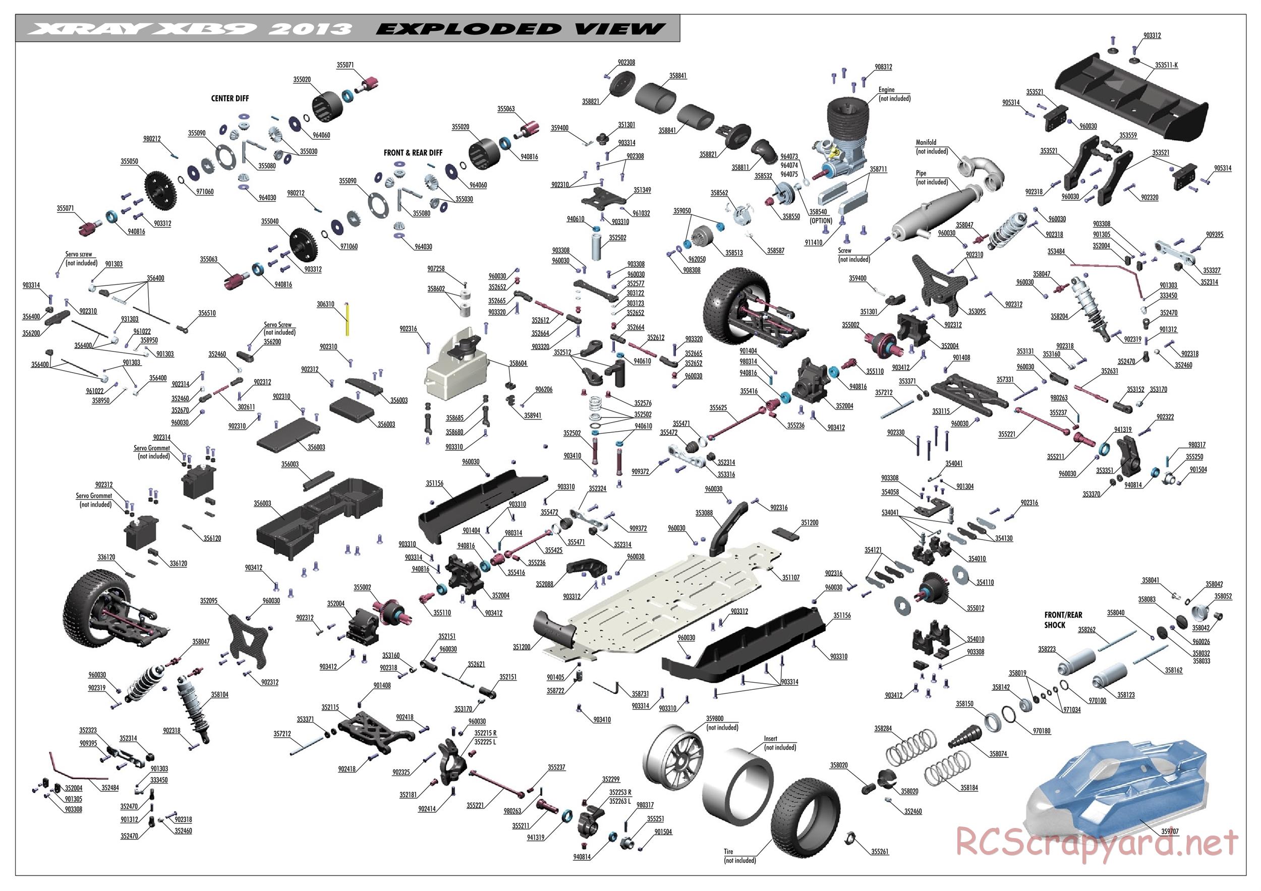 Xray - XB9 2013 - Exploded View