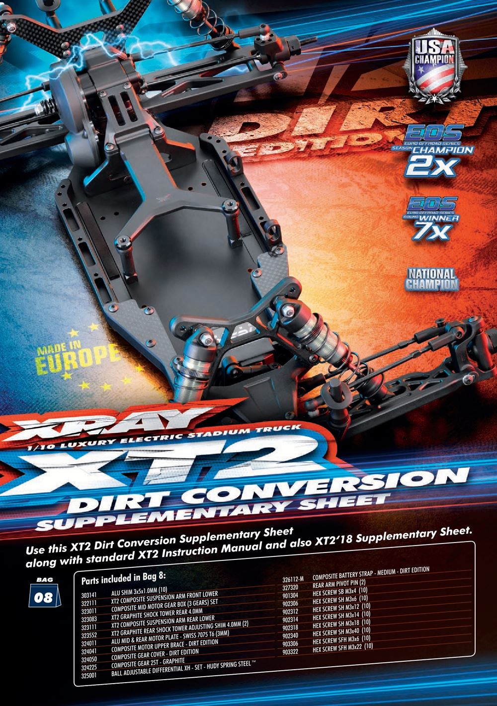 Xray - XT2 2018 (XT2'18) - Dirt Edition Supplementary - Page 1