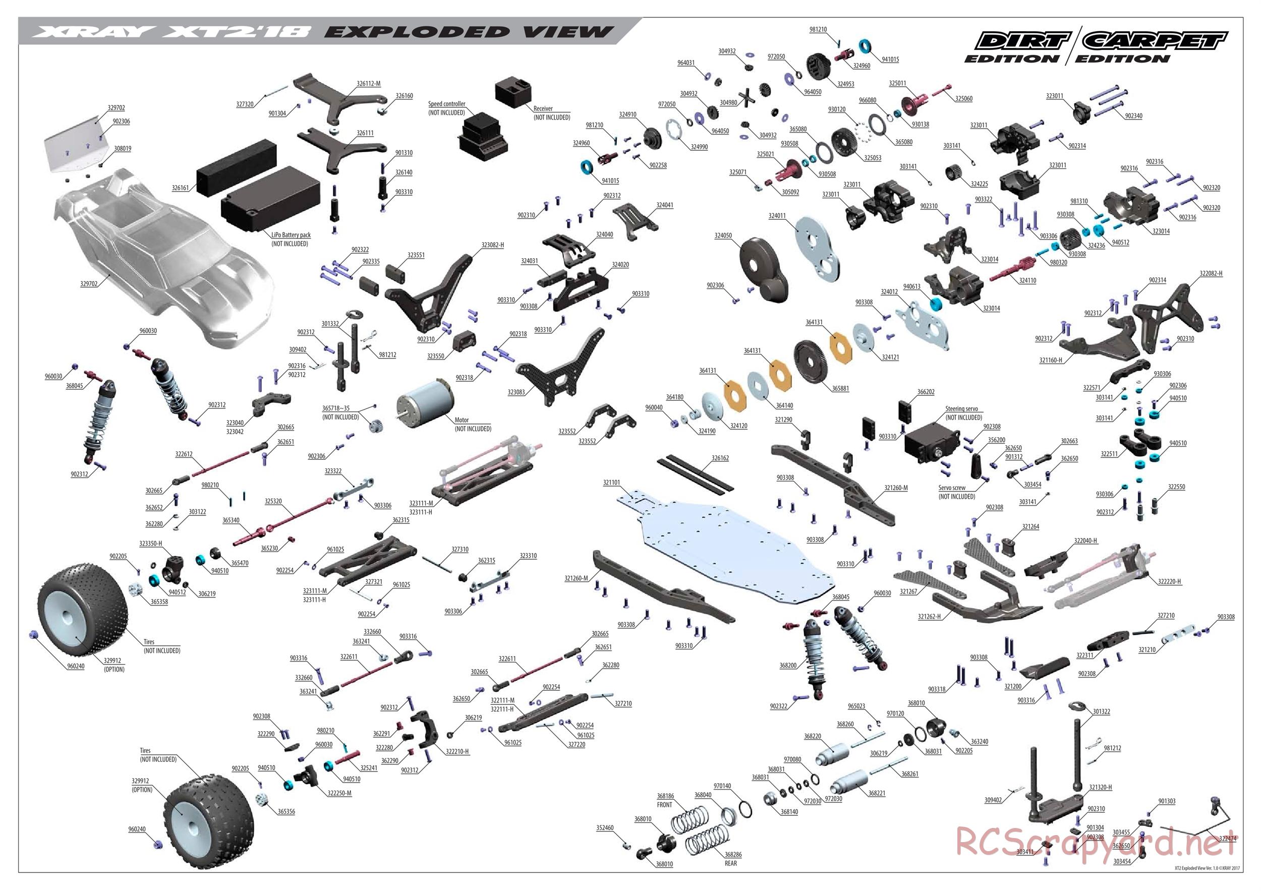 Xray - XT2 2018 (XT2'18) - Exploded View