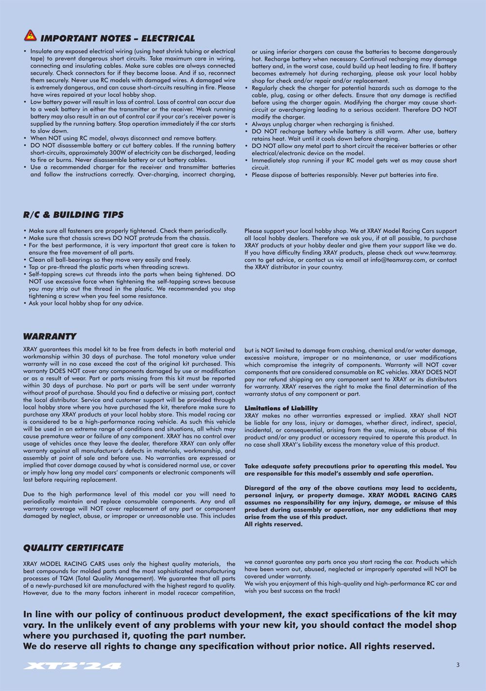 Xray - XT2D 2024 (XT2D'24) - Manual - Page 3