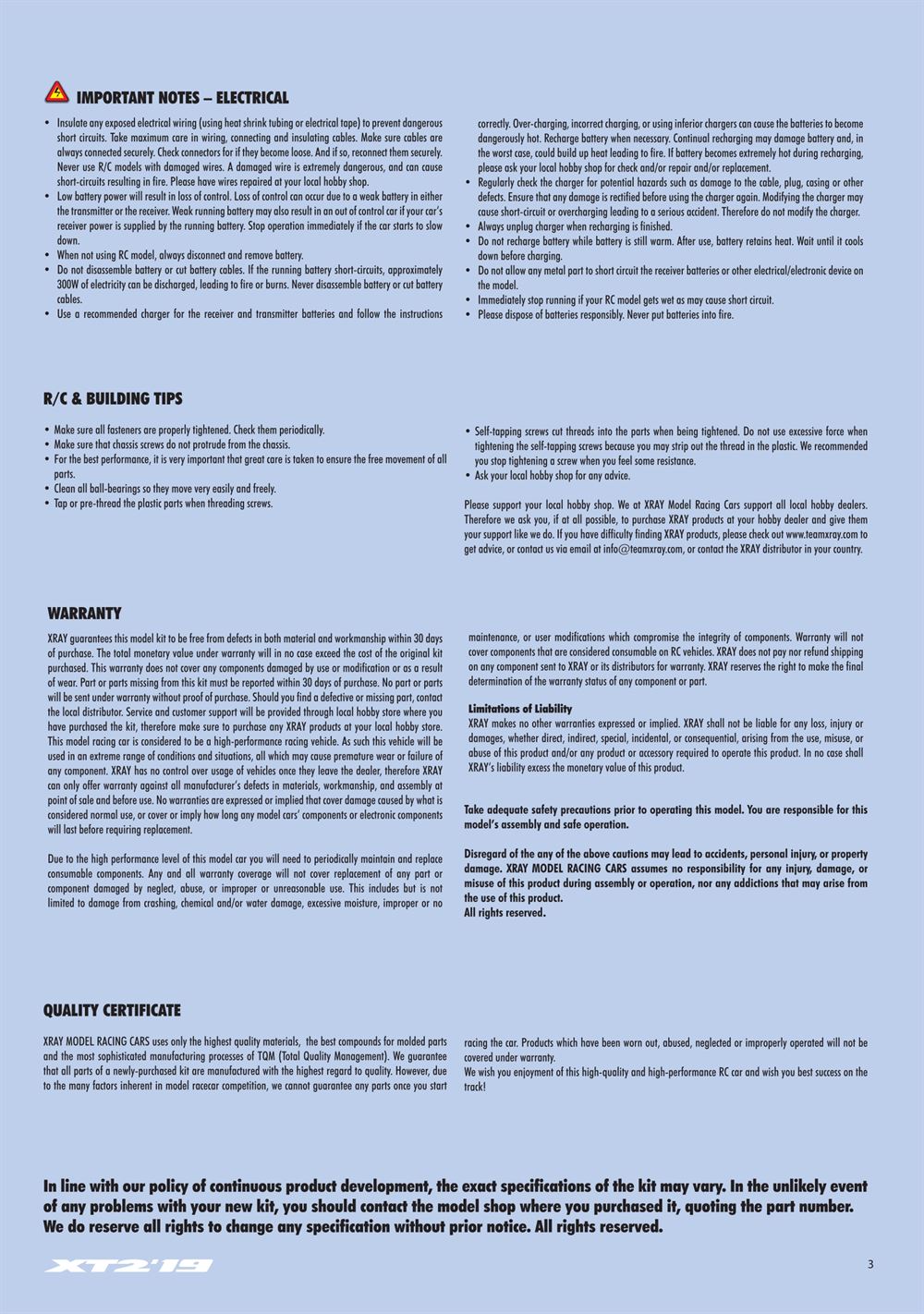 Xray - XT2C 2019 (XT2C'19) - Manual - Page 3