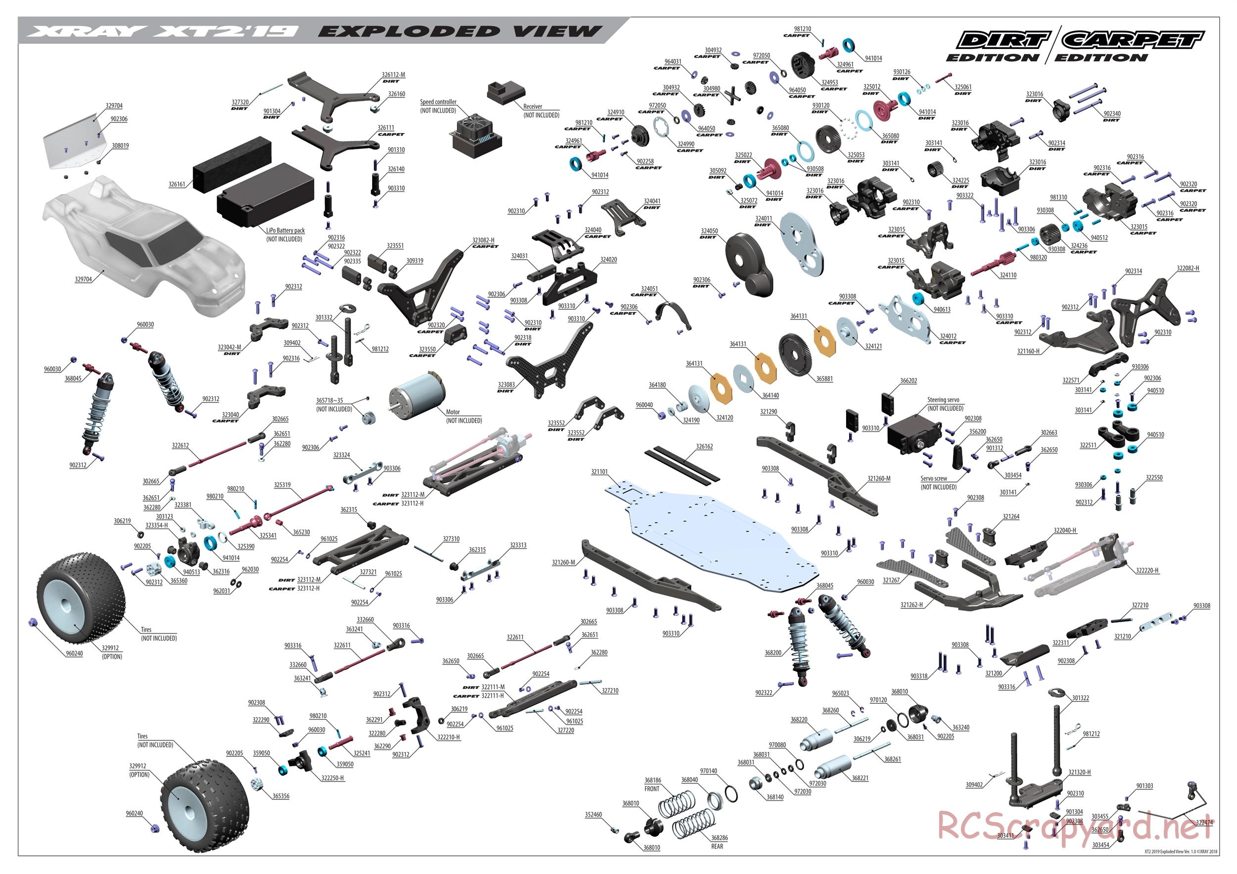Xray - XT2C 2019 (XT2C'19) - Parts List
